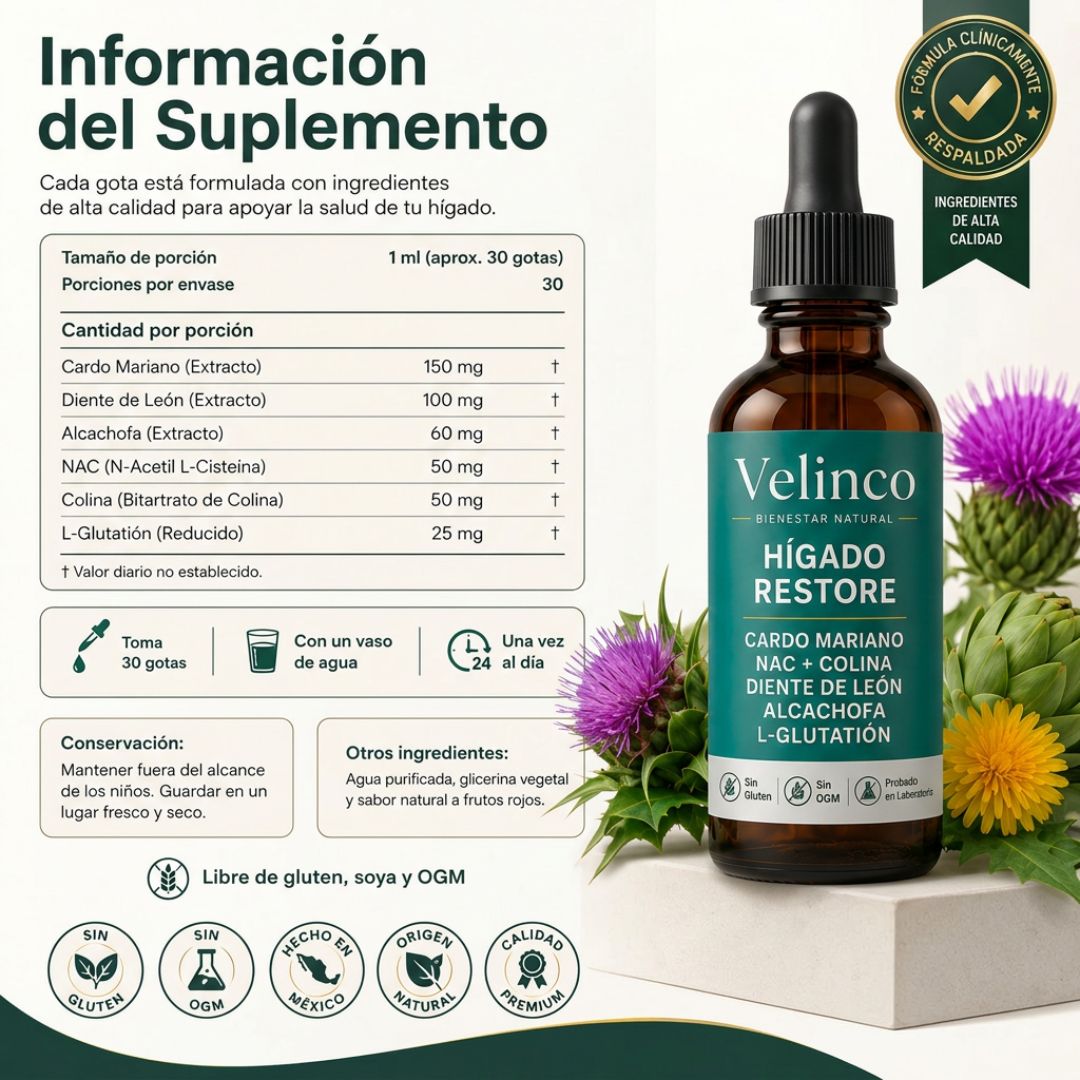 Velinco - Gotas de Soporte Hepático Completo
